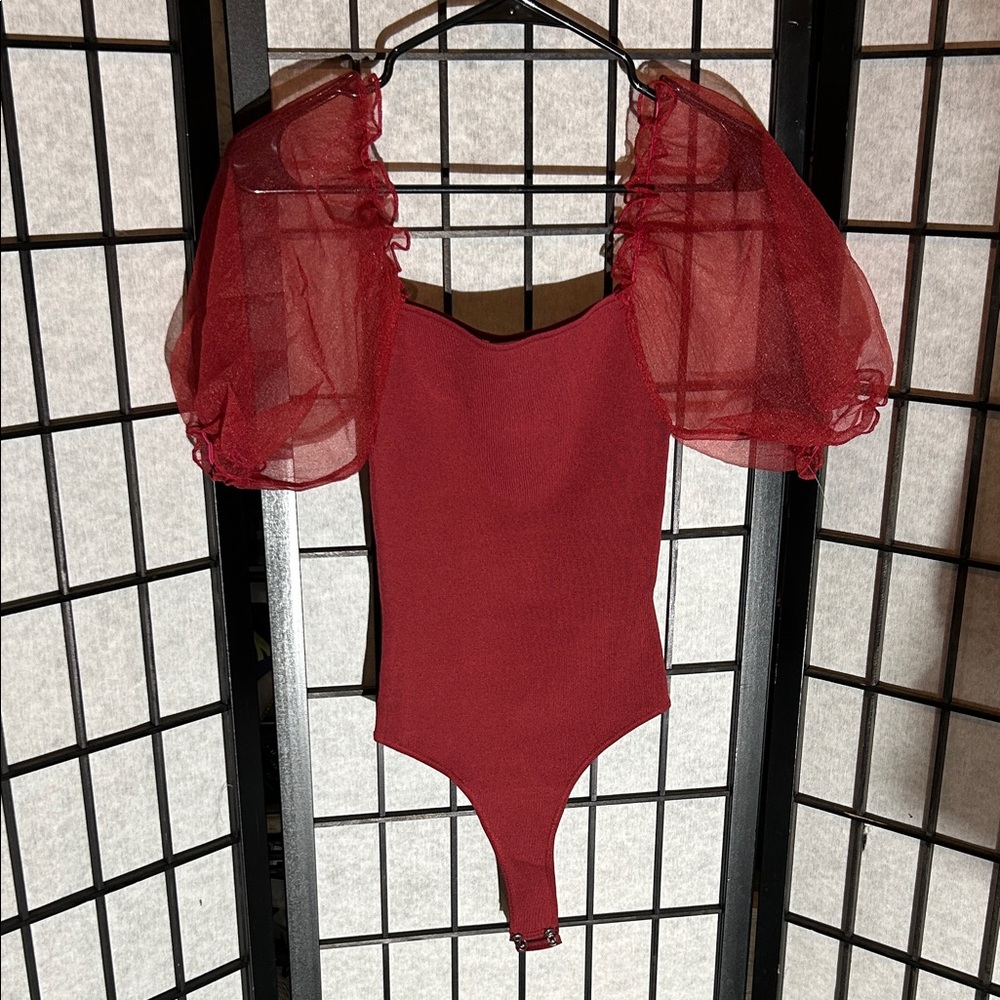 Astr Wine Ribbed Top